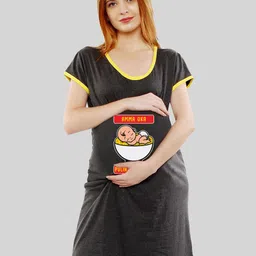 SillyBoom Graphic Printed Scoop Neck Maternity T-shirt Dress-picture-19