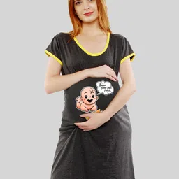 SillyBoom Graphic Printed Scoop Neck Maternity T-shirt Dress-picture-17