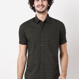 Mufti Men Classic Slim Fit Horizontal Striped Casual Shirt-picture-37
