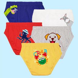 NUSYL Boys Pack Of 5 Graphic Printed Pure Cotton Basic Briefs NUBCBRFPO5.0004-image-105