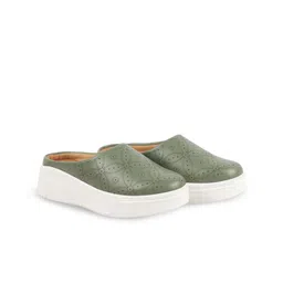 FAUSTO Women Textured Round Toe Memory Foam Mule Sneakers-18