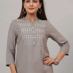 CRAFTED FOR YOU Floral Printed Mandarin Collar Top-image-43