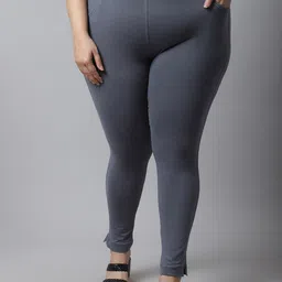 TAG 7 Women Plus size Grey Solid Cotton Ankle-Length Leggings-picture-11