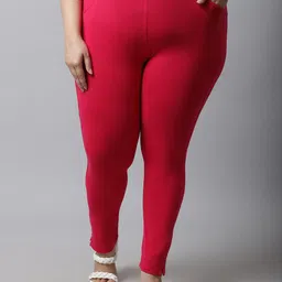 TAG 7 Women Plus size Pink Solid Ankle-length Leggings-image-39