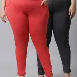 TAG 7 PLUS Women Pack Of 2 Solid Ankle Length Leggings-image-89