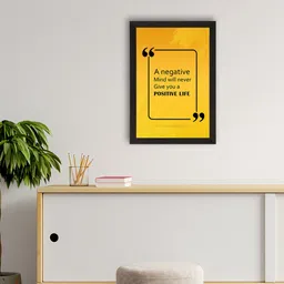 eCraftIndia Yellow & Black Motivational Quote Printed Framed UV Art Painting-image-69