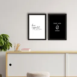 eCraftIndia Set Of 2 White & Black Quote Printed Framed UV Art Painting-0