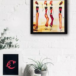 eCraftIndia Yellow & Orange Abstract 4 Lady Satin Matt Texture UV Wall Art-14