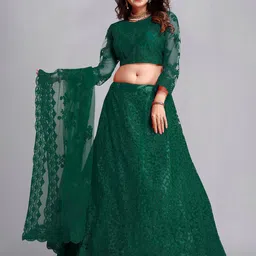 KALINI Embroidered Semi-Stitched Lehenga & Unstitched Blouse With Dupatta-image-68