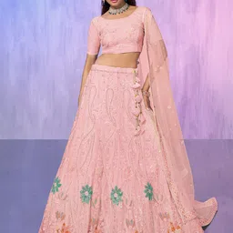 ODETTE Embellished Sequinned Semi-Stitched Lehenga & Blouse With Dupatta-picture-15