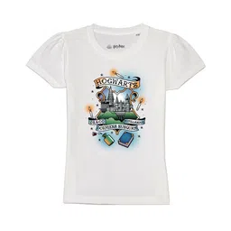 Harry Potter by Wear Your Mind Girls White Harry Potter Printed Pure Cotton T-shirt-image-67