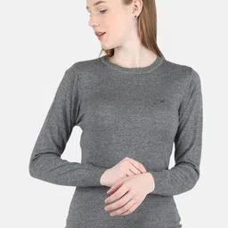Monte Carlo Women Grey Round Neck Wool Blend Pullover Sweater-20