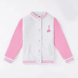 Ed-a-Mamma Girls Grey Pink Lightweight Varsity Pure Cotton Jacket-image-46