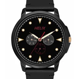 Helix Men Brass Dial & Leather Straps Analogue Watch TW027HG36-25