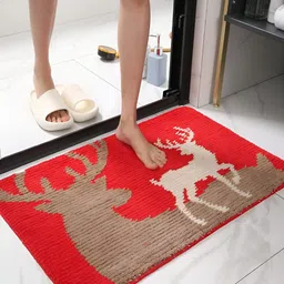HOKIPO Red & Brown 1600 GSM Printed Soft Bath Rug-picture-9