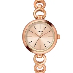 Timex Women Brass Dial & Bracelet Style Straps Analogue Watch TWEL11434-29