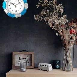Grabbasket Blue & White Textured Floral Contemporary Analogue Wall Clock-18