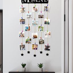 Art Street Black Moments Theme MDF Plaque with Photo Clip Holders Wall Decor-44