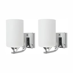 Areezo Silver-Toned & White 2 Pieces Iron Contemporary Cylinder Shaped Wall Lamps-image-32