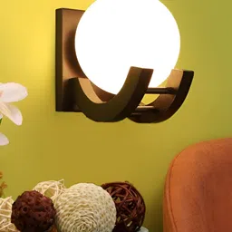 ELIANTE Brown Wooden Contemporary Spherical Shaped Wall Lamp-image-45