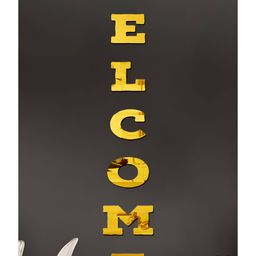 Wall1ders Gold Toned 7 Pcs Welcome Self-Adhesive Mirror Wall Stickers-58