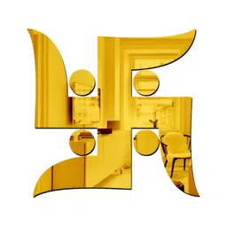 Wall1ders Gold Toned Swastik Acrylic Mirror Wall Stickers-image-98
