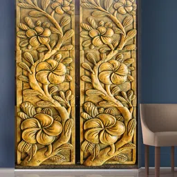 999Store Gold-Toned Flowers and Leaves Mural Self-Adhesive Wallpaper-picture-37
