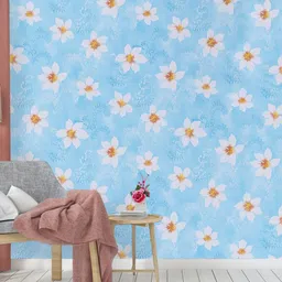 Dakshya Industries Blue & White Floral Printed Self-Adhesive Wallpaper-image-95