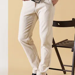 Thomas Scott Men Textured Smart Slim Fit Easy Wash Corduroy Chinos Trousers-picture-11