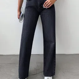 Glossia Women Comfort Straight Fit High-Rise Light Fade Acid Wash Stretchable Jeans-picture-33