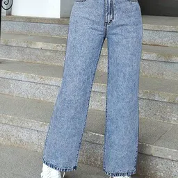 Glossia Women Comfort Straight Fit High-Rise Light Fade Acid Wash Stretchable Jeans-picture-41