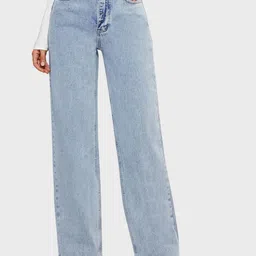 Glossia Women Comfort Straight Fit High-Rise Light Fade Acid Wash Stretchable Jeans-picture-22