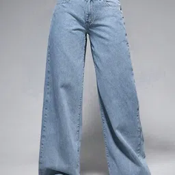 Glossia Women Comfort Straight Fit High-Rise Light Fade Acid Wash Stretchable Jeans-picture-47