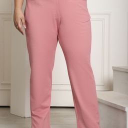 theRebelinme Women Plus Size Relaxed Straight Fit High-Rise Easy Wash Formal Trousers-image-18