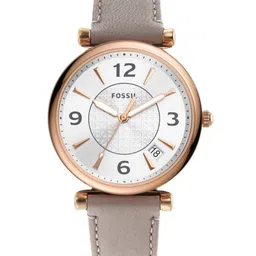 Fossil Women Silver-Toned Dial & Grey Leather Straps Analogue Watch - ES5161-image-93
