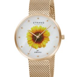 STRAND BY OBAKU Women White Embellished Dial & Gold Toned Bracelet Style Analogue Watch S700LXVWMV-DS-43