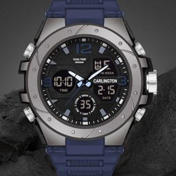 CARLINGTON Men Textured Dial & Straps Analogue Multi Function Watch CT 9105 Blue-10