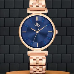 DressBerry Blue Women Brass Dial & Stainless Steel Straps Round Analogue Watch DB-021-Blue-55