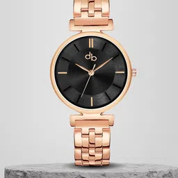 DressBerry Women Black Brass Dial & Stainless Steel Straps Analogue Watch DB-021-Black-47