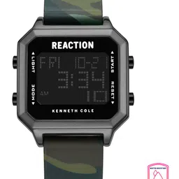 REACTION KENNETH COLE Unisex Black Dial & Green Straps Digital Watch KRWGP9007803-22