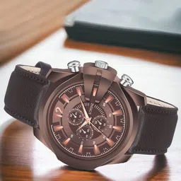 LORENZ Men Brass Dial & Leather Bracelet Style Straps Analogue Watch MK-4013R-29