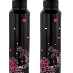 NIRLON Black 2 Pieces Printed Stainless Steel Single Wall Vacuum Sippers 1L Each-image-98