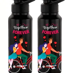 NIRLON Black & Red 2 Pieces Printed Stainless Steel Water Bottle 750 ml-image-18