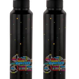 NIRLON Black 2 Pieces Printed Stainless Steel Single Wall Vacuum Sippers 1L Each-image-52
