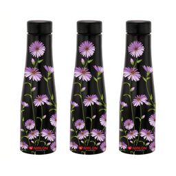 NIRLON Black 3 Pieces Printed Stainless Steel Single Wall Vacuum Water Bottles 1L Each-15