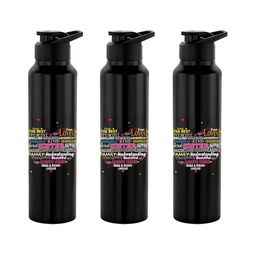 NIRLON Black 3 Pieces Typography Stainless Steel Single Wall Vacuum Water Bottles 1 L Each-image-97