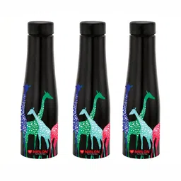 NIRLON Black 3 Pieces Stainless Steel Single Wall Vacuum Water Bottles 1L Each-11