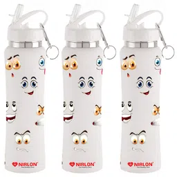 NIRLON White Set of 3 Stainless Steel Solid Single Wall Vacuum Water Bottle-image-1