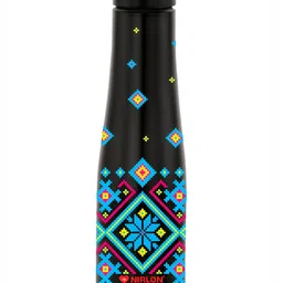 NIRLON Black & Blue Printed Single Stainless Steel Single Wall Vacuum Water Bottle 1L-image-25