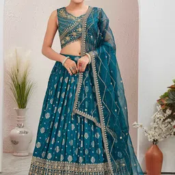 Chandbaali Embellished Beads & Stones Ready To Wear Lehenga & Blouse With Dupatta-picture-12